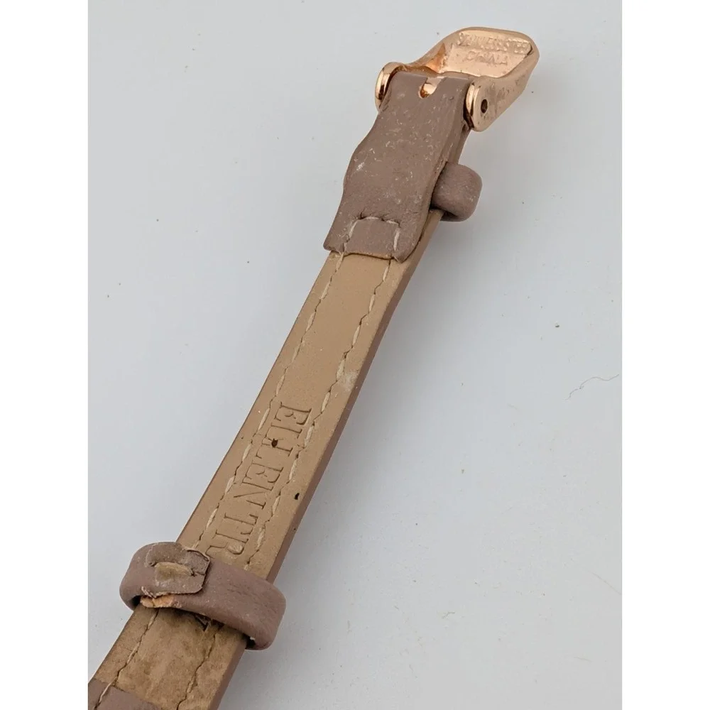 Ellen Tracy Watch Women 22mm Rose Gold Case Beige Faux Leather Band- New Battery